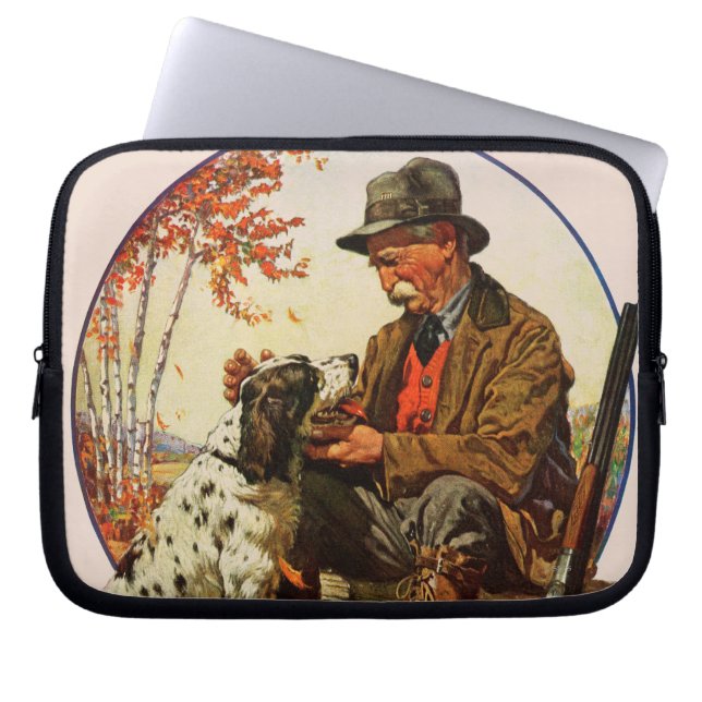 Hunter en Spaniel Laptop Sleeve (Voorkant)