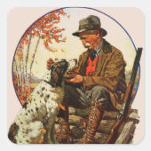 Hunter en Spaniel Vierkante Sticker (Voorkant)