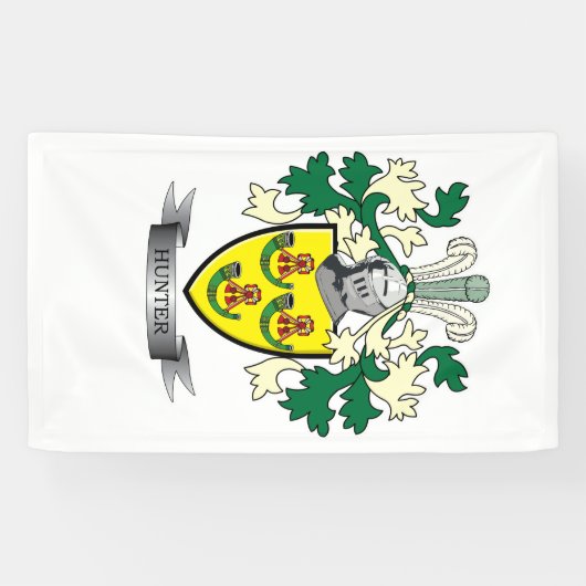 Hunter Family Crest Coat of Arms Spandoek (Horizontaal)