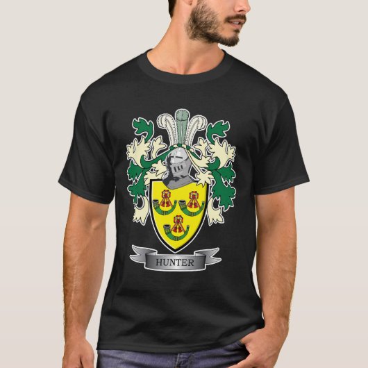 Hunter Family Crest Coat of Arms T-shirt (Voorkant)