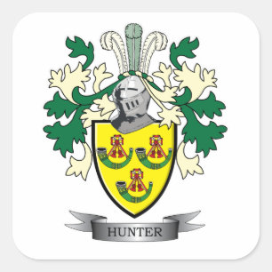 Hunter Family Crest Coat of arms Vierkante Sticker