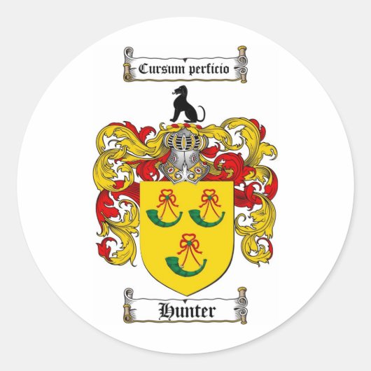 HUNTER FAMILY CREST - JAGER WAPEN RONDE STICKER (Voorkant)