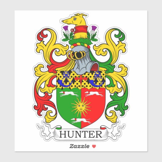 Hunter Family Crest Sticker (Vel)