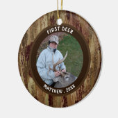 Hunter FIRST DEER Photo Brown Camouflage Keramisch Ornament (Links)