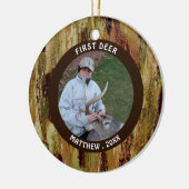 Hunter FIRST DEER Photo Camouflage-herdenking Keramisch Ornament (Links)