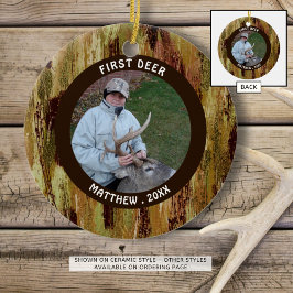 Hunter FIRST DEER Photo Camouflage-herdenking Keramisch Ornament