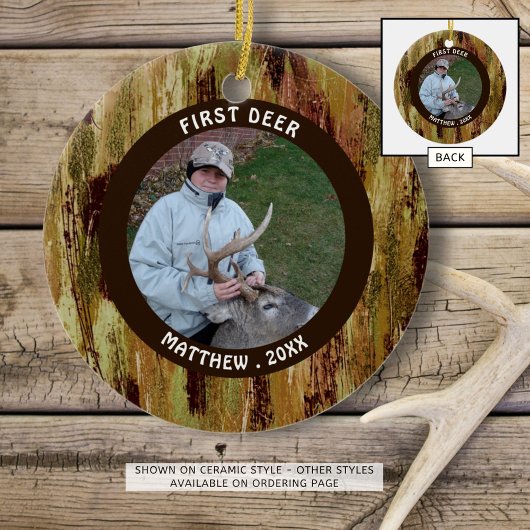 Hunter FIRST DEER Photo Camouflage-herdenking Keramisch Ornament