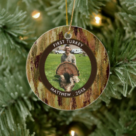 Hunter FIRST TURKEY Foto Brown Green - gepersonali Keramisch Ornament