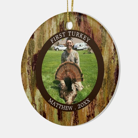 Hunter FIRST TURKEY Fotocamouflage, speciaal geper Keramisch Ornament (Links)