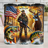 Hunter Fish Deer Amerikaanse vlag Thermosbeker