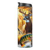 Hunter Fish Deer Amerikaanse vlag Thermosbeker (Geroteerd rechts)