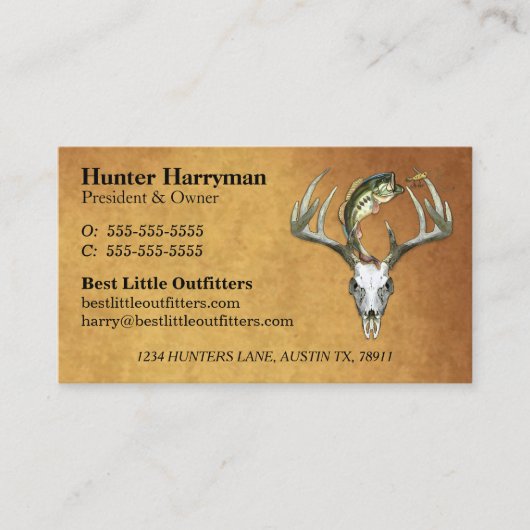 Hunter Fisherman Guide Outfitters Professional Visitekaartje (Voorkant)