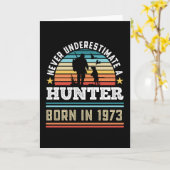 Hunter geboren in 1973 50th Birthday Hunting Dog G Kaart (Gele Bloem)