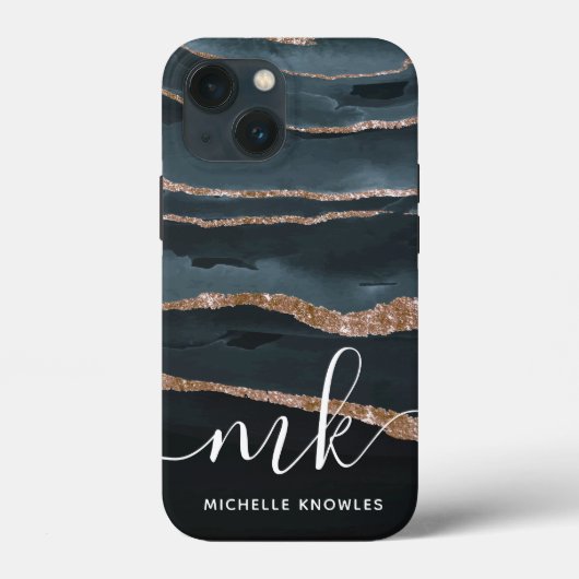 Hunter Granite Marmer Goud Textuur Aangepaste Init Case-Mate iPhone Case (Achterkant)