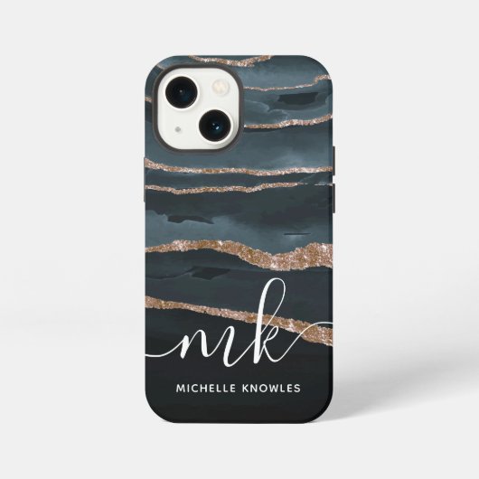 Hunter Granite Marmer Goud Textuur Aangepaste Init iPhone Hoesje (Achterkant)