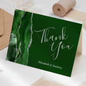 Hunter Green Agate Silver Wedding Bedankt Kaart