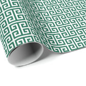 Hunter Green and White Greek Key Pattern Cadeaupapier (Rol Hoek)