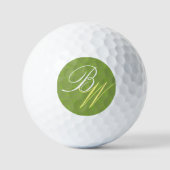 Hunter Green ⛳✨ Art Deco Initialen Golfballen (Voorkant)