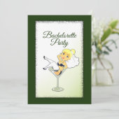 Hunter Green Bachelorette Party Invitation Kaart (Staand voorkant)