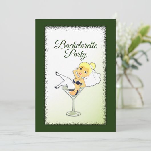 Hunter Green Bachelorette Party Invitation Kaart (Staand voorkant)