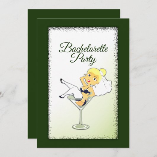 Hunter Green Bachelorette Party Invitation Kaart (Voorkant / Achterkant)