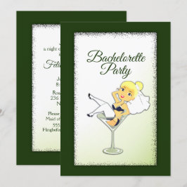 Hunter Green Bachelorette Party Invitation Kaart
