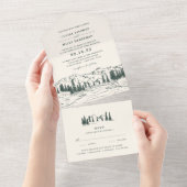 Hunter Green | Bergketch Weddenschap All In One Uitnodiging (Afscheurbaar)