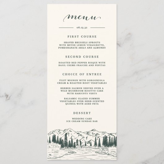 Hunter Green | Bergketch Weddenschap Menu (Voorkant)