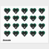 Hunter Green Black Hearts Wavy Silver Thank You Hart Sticker (Vel)