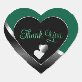 Hunter Green Black Hearts Wavy Silver Thank You Hart Sticker (Voorkant)
