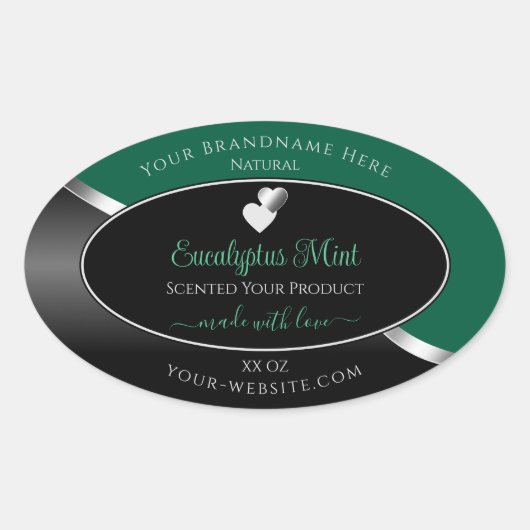 Hunter Green Black Wavy Silver Heart Product Label (Voorkant)