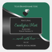 Hunter Green Black Wavy Silver Heart Product Label (Voorkant)