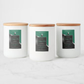 Hunter Green Black Wavy Silver Heart Product Label Voedselcontainer Etiket (Flessen)