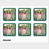 Hunter Green Border Foto Vierkante Sticker (Vel)