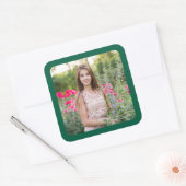 Hunter Green Border Foto Vierkante Sticker (Envelop)