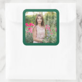 Hunter Green Border Foto Vierkante Sticker (Tas)
