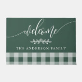 Hunter Green Buffalo Check Welcome Personated Deurmat (Voorkant)