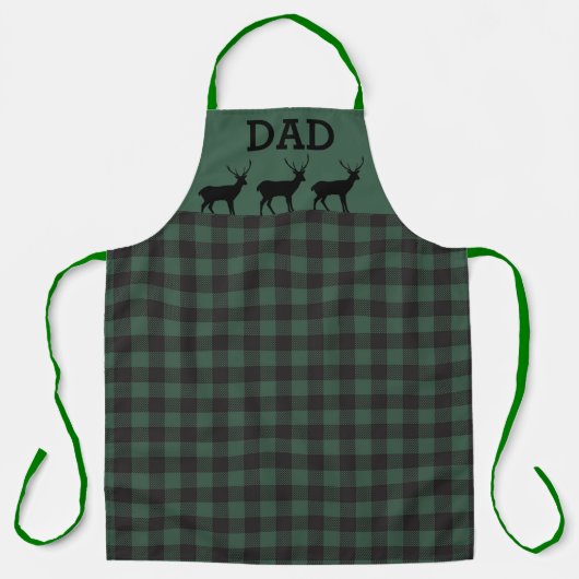 Hunter Green Buffalo Plaid schort voor papa (Voorkant)