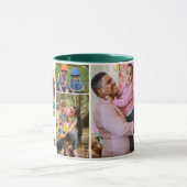 Hunter Green Calligraphy Family Photo Collage Mok (Midden)