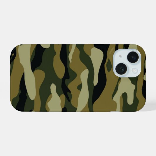 Hunter Green Camo iPhone 15 Case (Achterkant horizontaal)