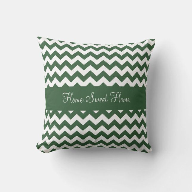 Hunter Green Chevron Kussen (Voorkant)