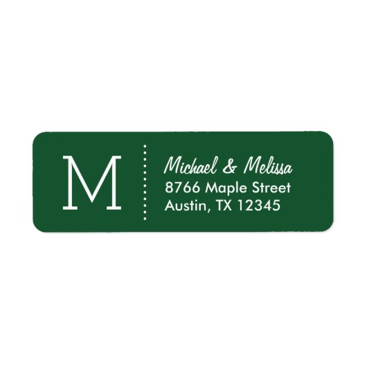 Hunter Green Custom Monogram Etiket (Voorkant)