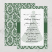 Hunter Green Damask Vrijgezellenfeest Kaart (Voorkant / Achterkant)