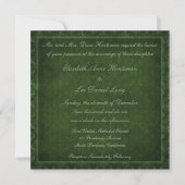 Hunter Green  Damask Wedding Invitations Kaart (Voorkant)