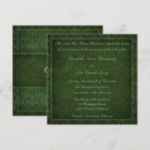 Hunter Green  Damask Wedding Invitations Kaart