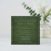 Hunter Green  Damask Wedding Invitations Kaart