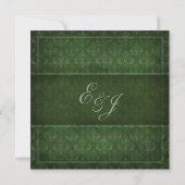 Hunter Green  Damask Wedding Invitations Kaart