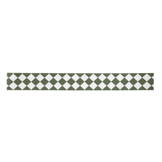 Hunter Green Diamond Pattern Satijnen Lint (Voorkant)