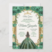 Hunter Green Dress 1 Charra Mis Quince Uitnodiging (Voorkant)