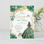 Hunter Green Dress 2 Mis Quince Invitation Kaart (Staand voorkant)